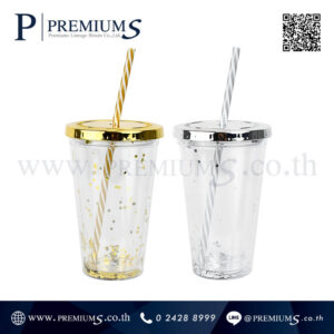 แก้วน้ำพลาสติก พรีเมี่ยม มีหลอด รุ่น A-429D